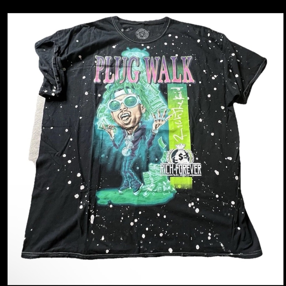 Rich Forever Music Tshirt Mens XXL Plug Walk All Over Print Black White Excel.